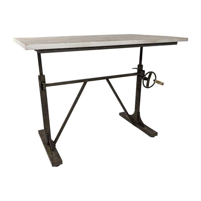 Gray Adjustable Height Standing Desk with Wood Top