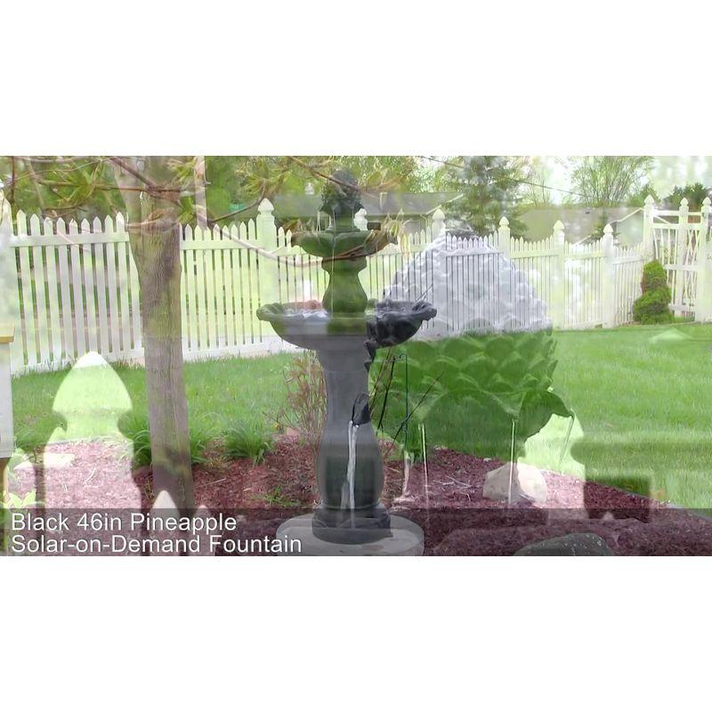 Sunnydaze Outdoor 2-Tier Pineapple Solar Powered Water Fountain with Battery Backup and Submersible Pump - 46" - Rust Finish