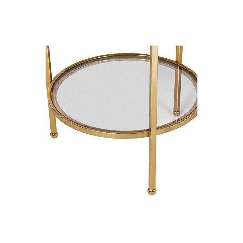 Adore Decor Addison 19.3" Round Glass & Gold Modern Side Table