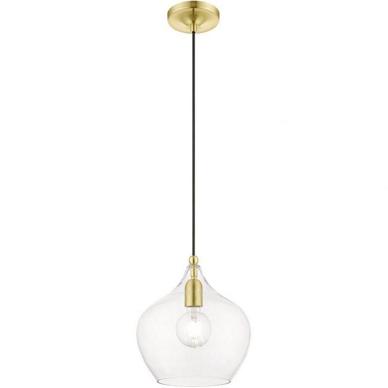 Livex Lighting Aldrich 1 - Light Pendant in  Satin Brass/Polished Brass