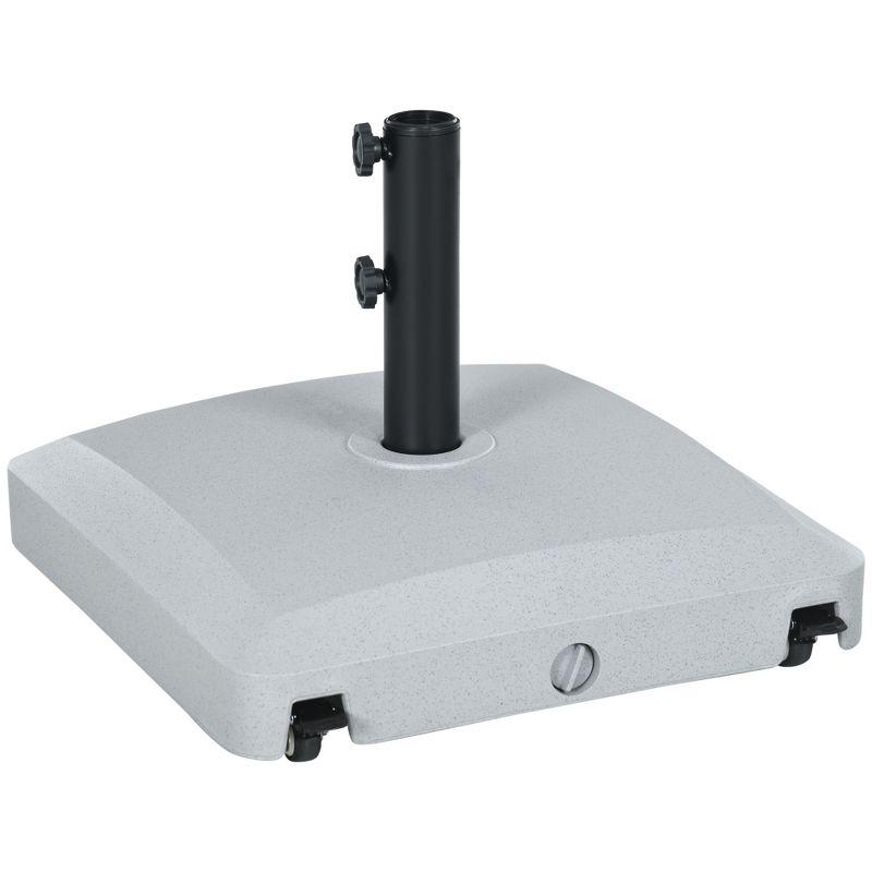 Outsunny Wheeled Patio Umbrella Base, 53lbs Water or 66lbs Sand Filled Heavy Duty Outdoor Umbrella Stand, Gray
