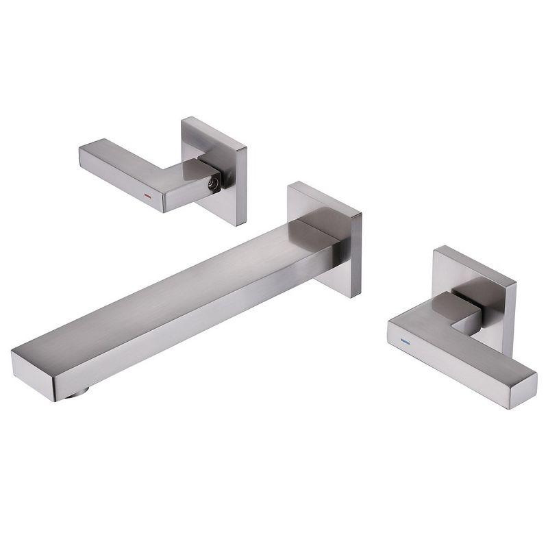 Brushed Nickel Two-Handle Wall Mounted Bathroom Faucet