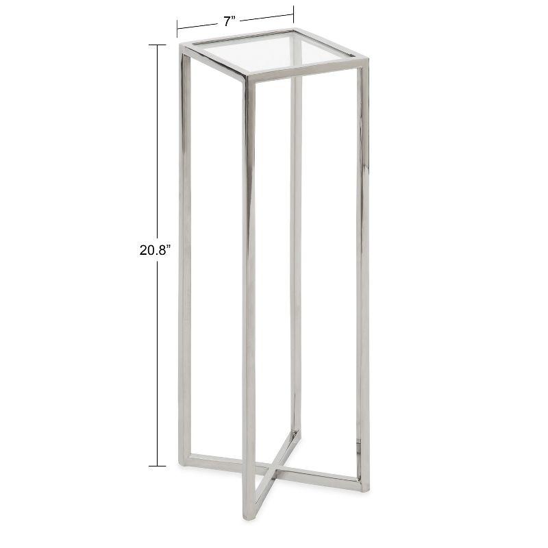 Kate and Laurel Jaspur Square Metal Drink Table, 7x7x21, Silver