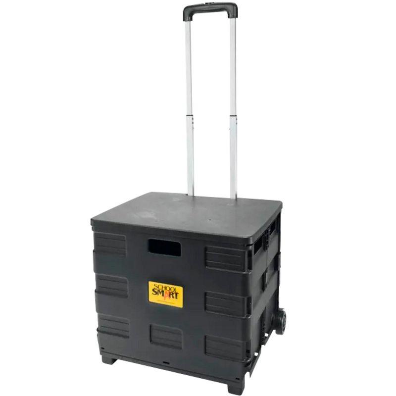 School Smart Folding Storage Cart on Wheels, Large, 16-1/4 x 13 x 13-1/2 Inches, Black