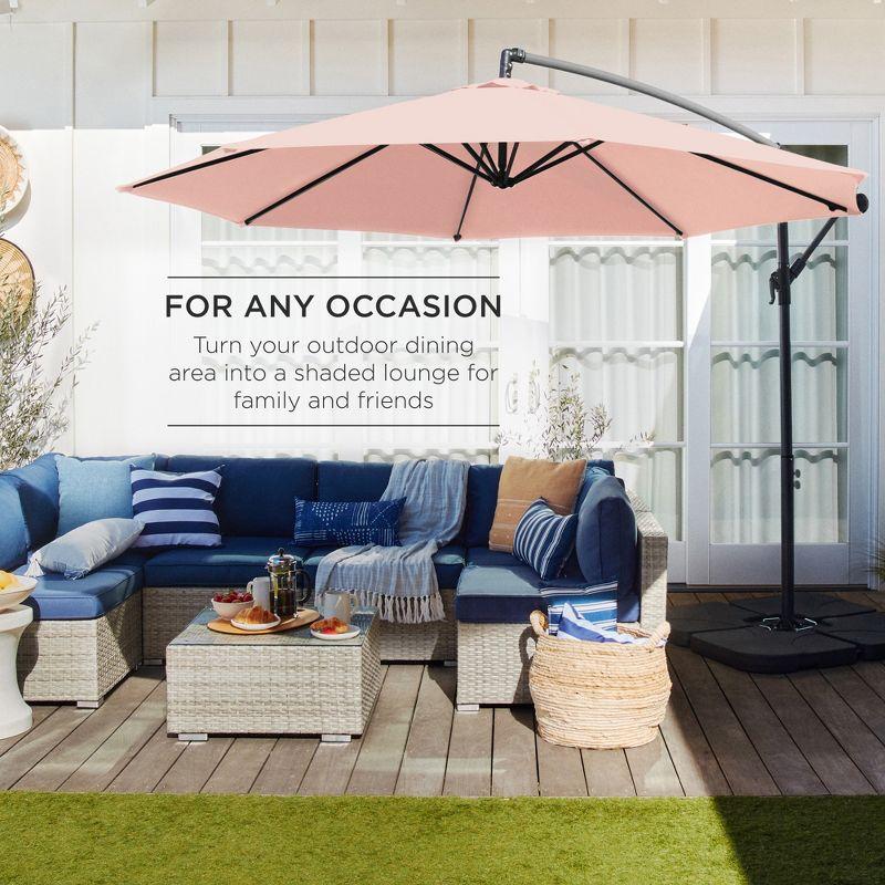 Best Choice Products 10ft Offset Hanging Outdoor Market Patio Umbrella w/ Easy Tilt Adjustment - Rose Quartz