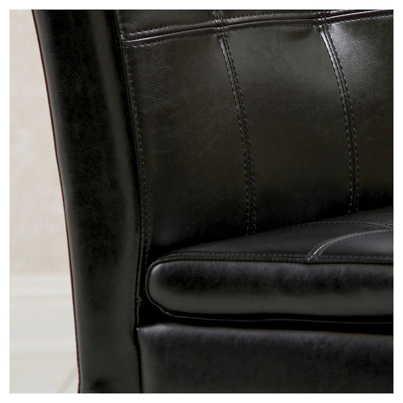 Set of 2 Crayton Leather Dining Chair Black - Christopher Knight Home: Tufted, Upholstered, Wood Frame