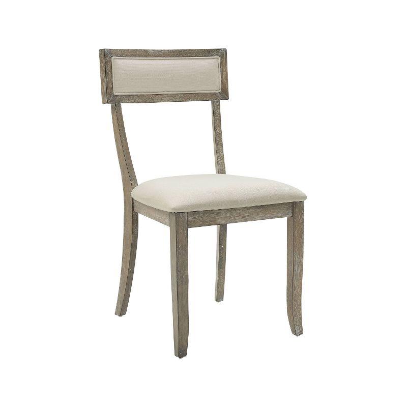 Crosley Set of 2 Alessia Dining Chairs Rustic Gray Wash: Upholstered, Rubberwood Legs, Foam Padded