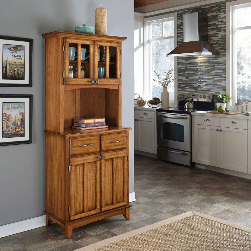 Small Buffet of Buffets Server with Hutch and Oak Top Oak - Homestyles: Traditional Storage, Glass Doors, Adjustable Shelves