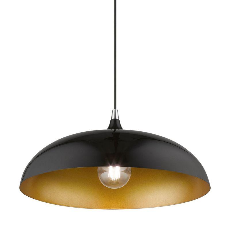 Livex Lighting Amador 1 - Light Pendant in  Shiny Black/Polished Chrome