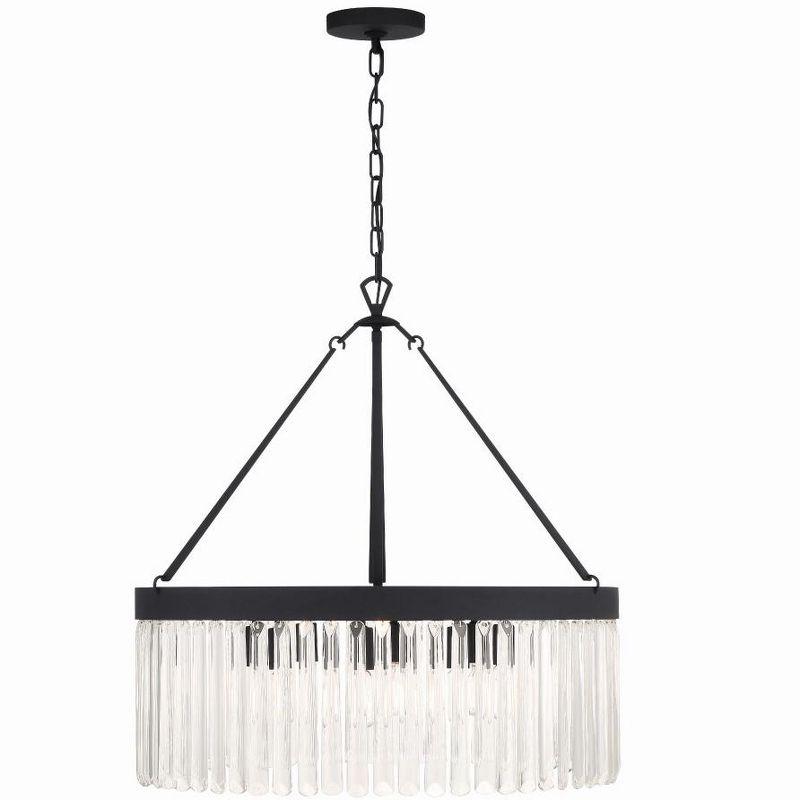 Emory 8-Light Black Forged Chandelier with Crystal Prisms