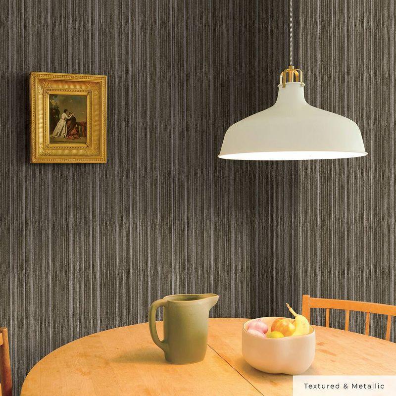 Tempaper & Co. 28 sq ft Faux Grasscloth Removable Peel and Stick Wallpaper Textured Bronze : Vinyl, Self-Adhesive, Thin Stripe Pattern