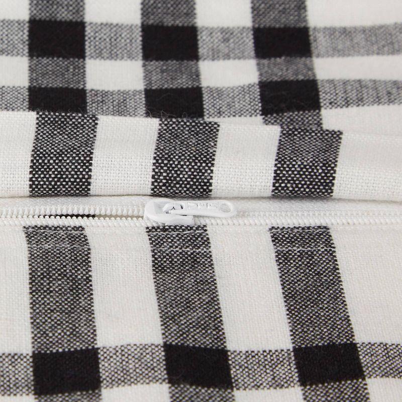 4pk 18"x18" Pig and Flower Market Farmhouse Check and Printed Square Throw Pillow Covers White - Design Imports: Cotton, Hidden Zipper