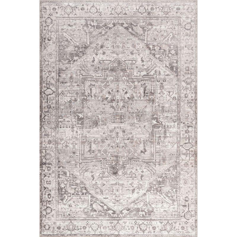 Nuloom Vita SplashGuard Vintage Medallion Machine Washable Area Rug, 2' x 3', Vita Grey