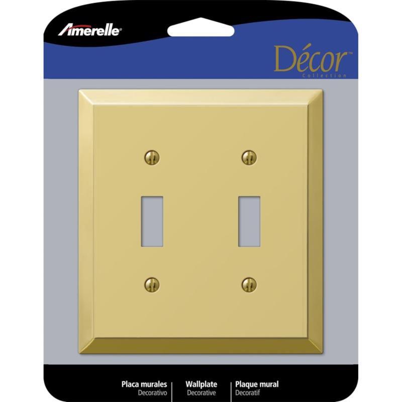 Polished Brass 2-Gang Stamped Steel Toggle Wall Plate