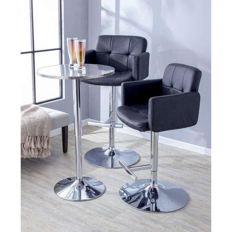 32" Stout Barstool Metal Black - LumiSource: Chrome Base, Adjustable, Swivel, Upholstered