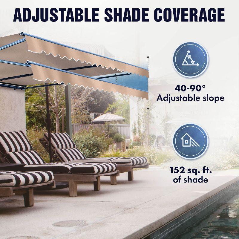 Motorized Retractable White Frame Patio Awning