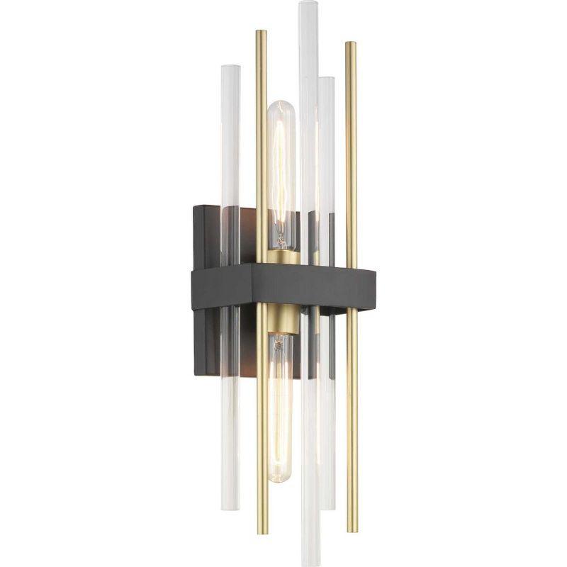 Progress Lighting Orrizo 2-Light Wall Sconce, Black Finish, Clear Glass Shade