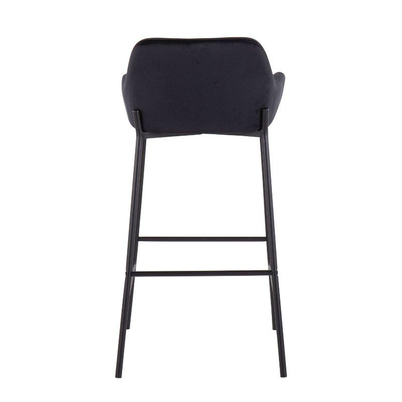 Set of 2 Daniella Metal/Velvet Barstools Black - LumiSource: Upholstered, 30" Fixed Height, Foam Padded