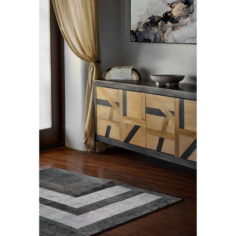 Momeni 2'2"x7'7" Edition Angular Machine Loomed Runner Rug Charcoal Gray: Geometric Polyester Indoor Low Pile Rug