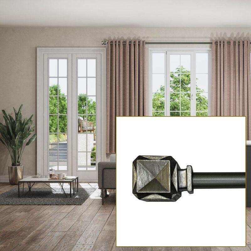 Versailles Scencillo Boxy Steel Heavy Duty Curtain Rod Set for Windows 36" - 72" Antique Silver