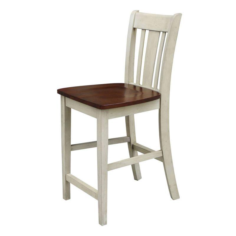 Elegant San Remo Solid Wood Counter Stool in Antique Almond