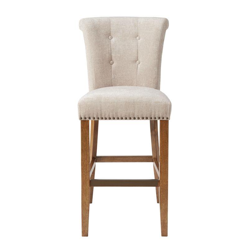 30" Lorsted Barstool Cream: Upholstered Rectangle Seat, Bronze Plated Finish, Wood Legs