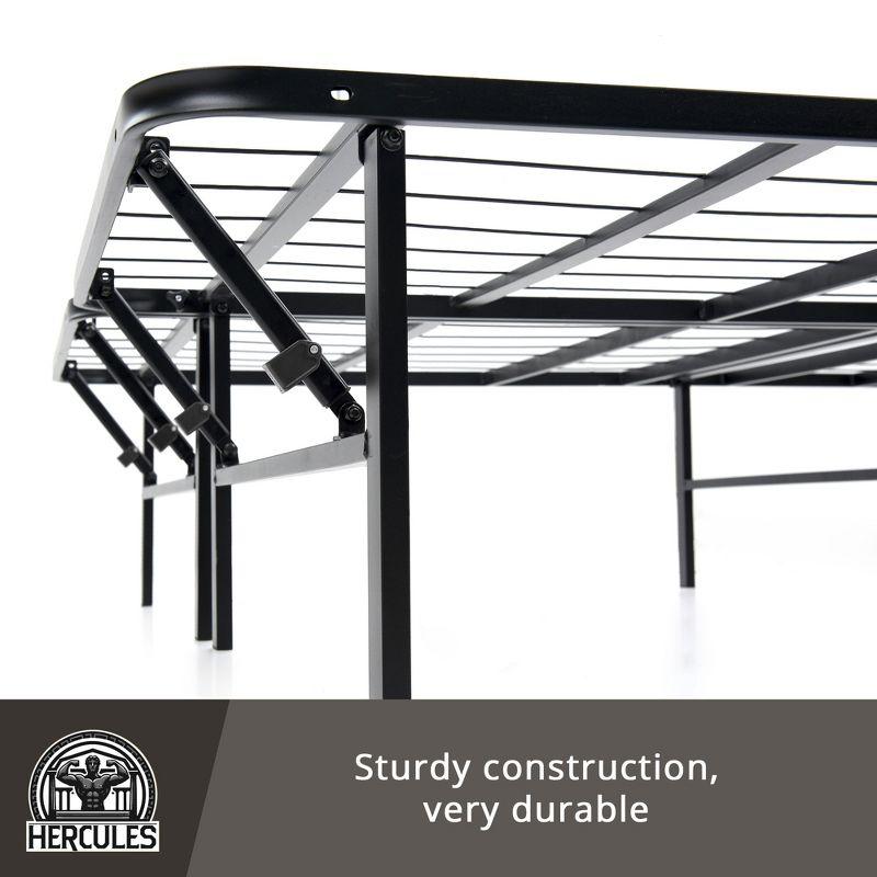 Hercules Folding Metal Bed Frame, 14 Inch Heavy Duty Platform Mattress Foundation, Easy Assembly, Noise Free, No Box Spring Needed, Twin