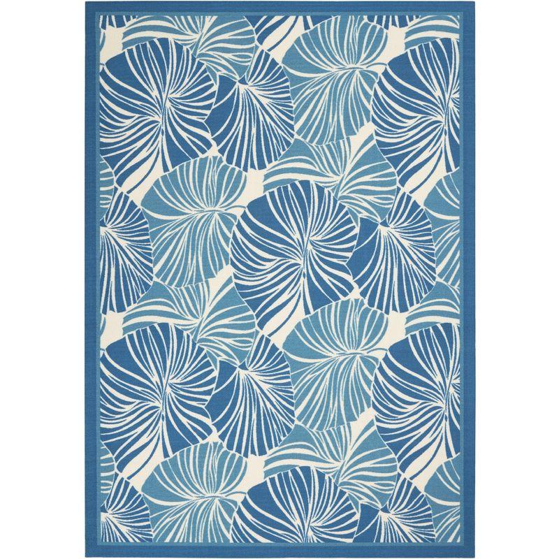 Floral Blue Outdoor Area Rug