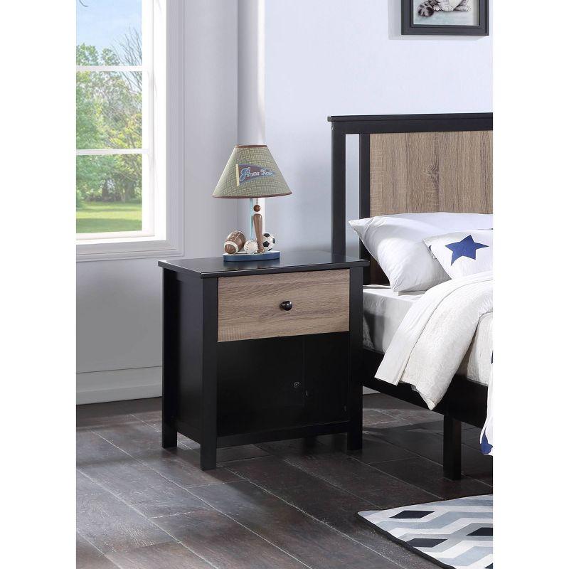 Connelly Black and Walnut 1-Drawer Nightstand