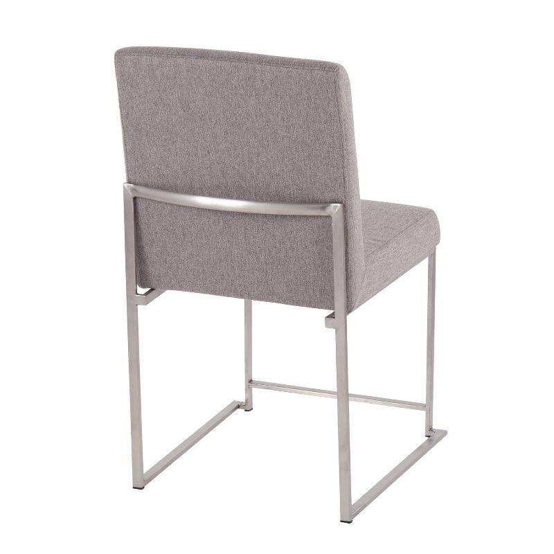 Set of 2 Highback Fuji Polyester/Stainless Steel Dining Chairs Light Gray - LumiSource: Upholstered, Spot Clean, Foam Filled