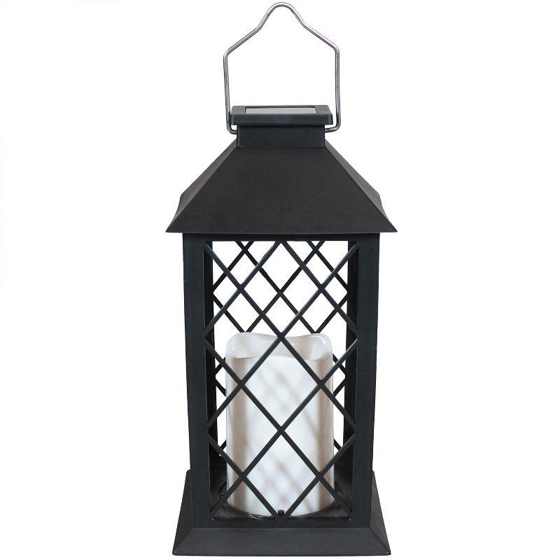 Sunnydaze Outdoor Concord Hanging Tabletop Solar LED Rustic Farmhouse Decorative Candle Lantern - 11"