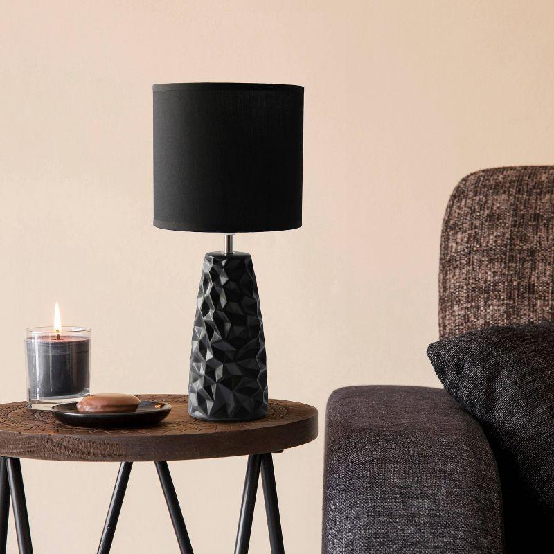Sculpted Ceramic Table Lamp Black - Simple Designs: Modern Bedside Light, ETL Listed, No Assembly Required