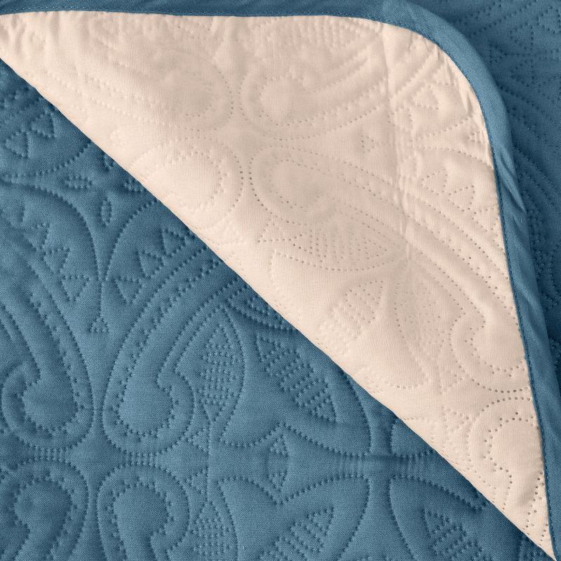 Reversible Quilted Sofa Furniture Protector - Great Bay Home(Recliner, Smoke Blue / Ivory)