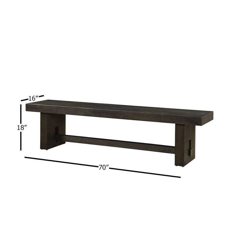 Acme Furniture Haddie Bench Distressed Walnut: Rectangular Wood Frame, Nailhead Trim, Seats 2