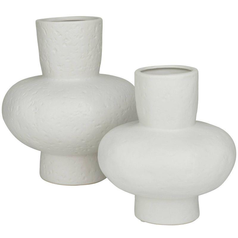 CosmoLiving by Cosmopolitan Set of 2 Ceramic Gourd Style Vase White: Modern Stoneware, Amphora Shape, Tabletop Decor