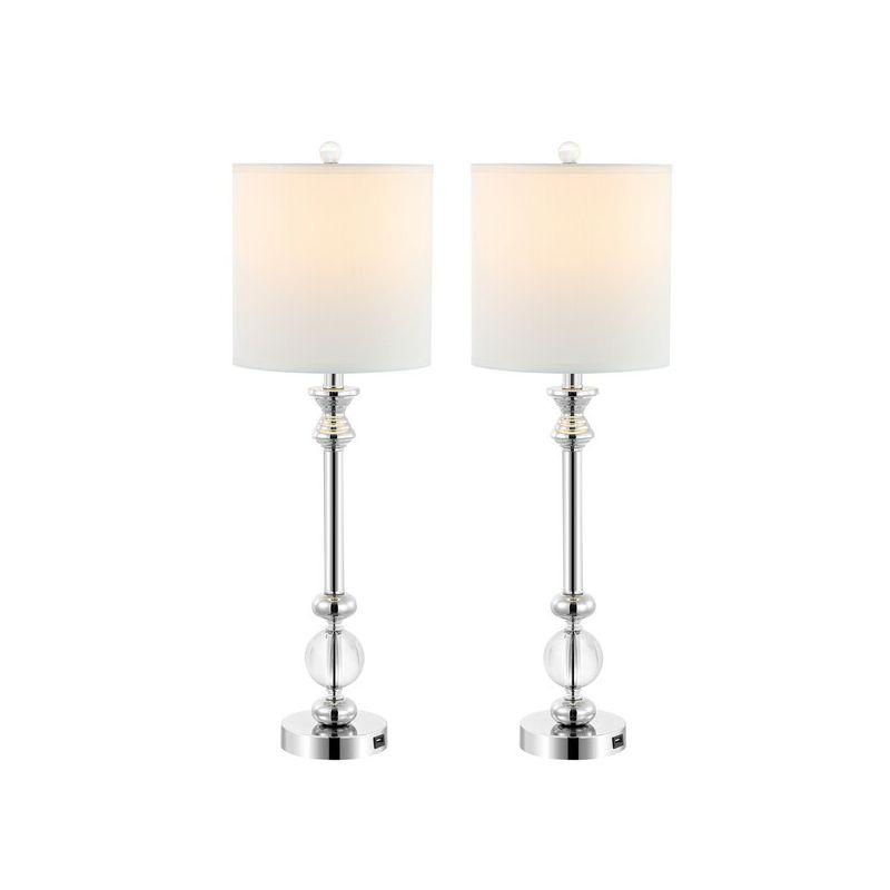 Erica Crystal Candlestick Lamp W/ USB Port (Set of 2) - 31 Inch Height - LIT4164 - Crystal - Safavieh