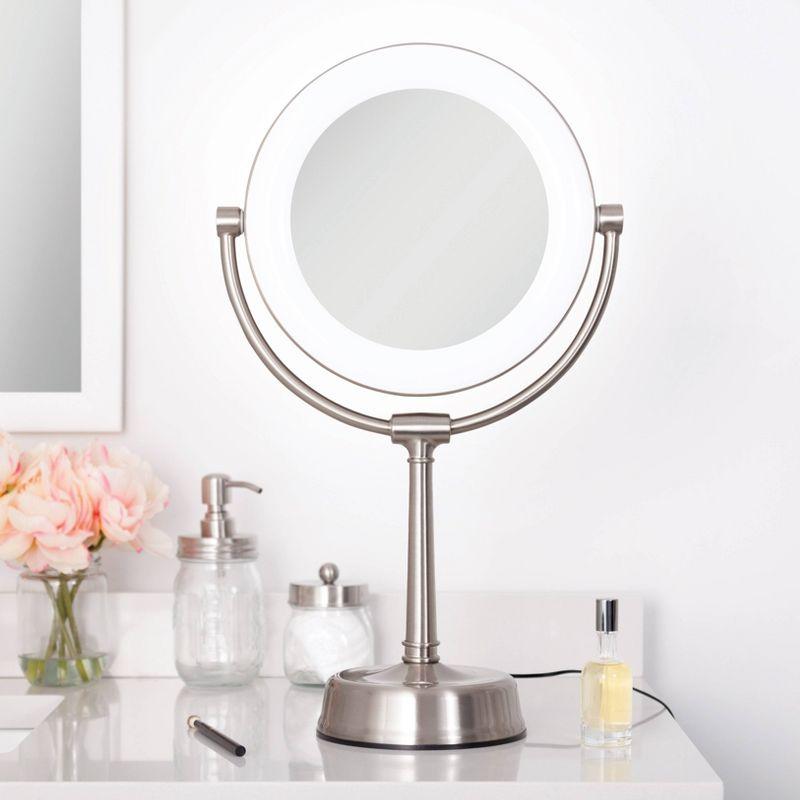 Customizable Sunlight LED Lighted Vanity Mirror - Zadro: 10x Magnifying, Round Shape, Metal & Glass Construction