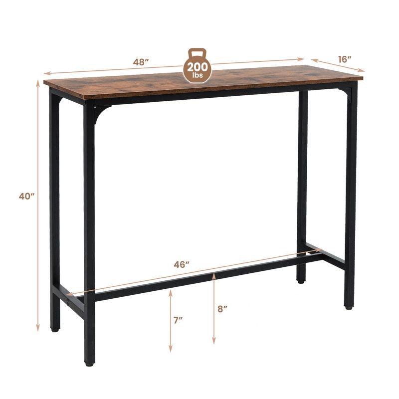 Tangkula 48" Rectangular Bar Table Kitchen Dining Table w/ Steel Frame & Adjustable Feet