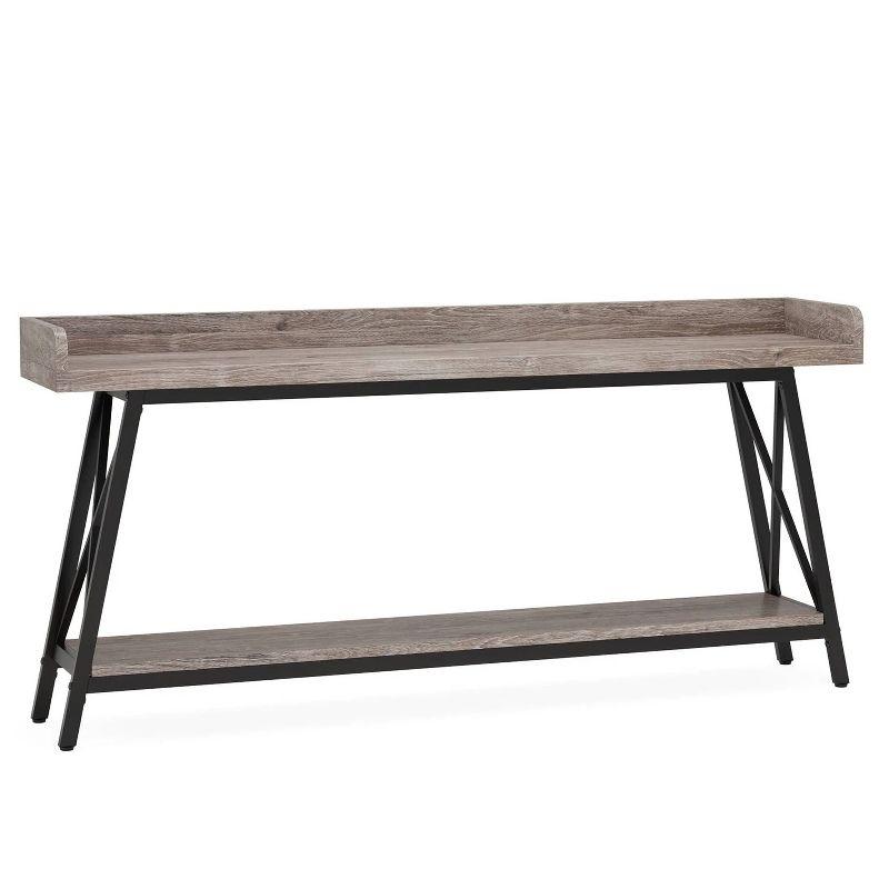 Hommoo Industrial Console Table, 2-Tier Narrow Sofa Table