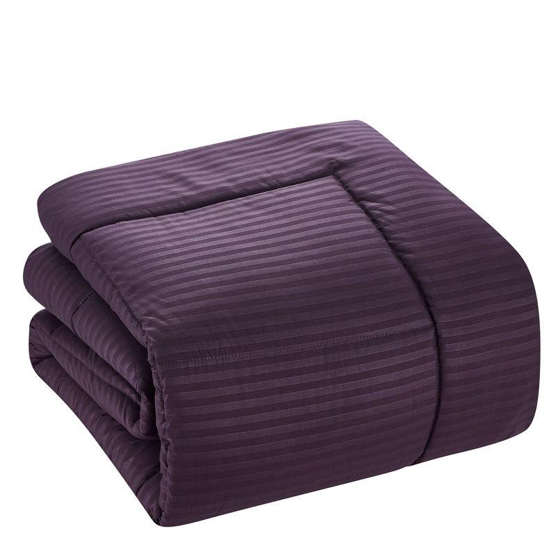 Sweet Home Collection Dobby Stripe Embossed Bed In a Bag Comforter Set