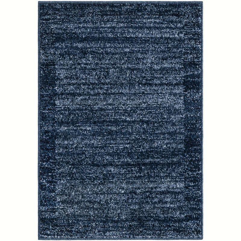 Navy Blue Rectangular Tufted Stain-Resistant Rug