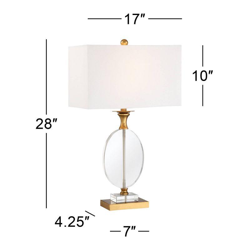 Vienna Full Spectrum Valerie Modern Table Lamp 28" Tall Gold Clear Crystal Glass White Rectangular Shade for Bedroom Living Room Bedside Nightstand