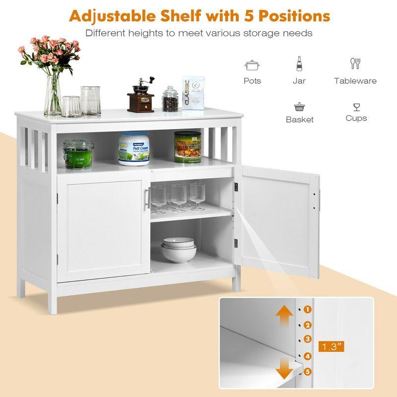 Costway Kitchen Buffet Server Sideboard Storage Cabinet w/2 Doors & Shelf White