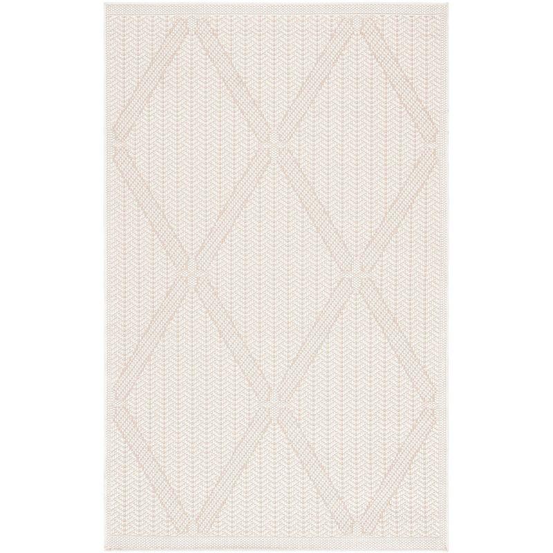 Cream and Beige Geometric Easy-Care Outdoor Rug 3' x 5'