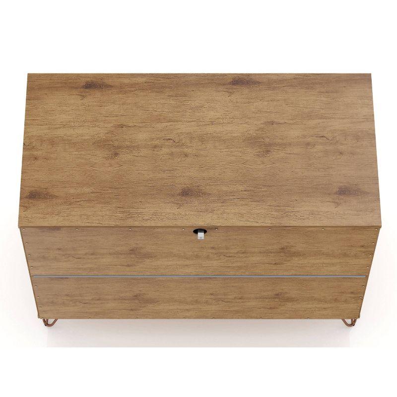Set of 2 Rockefeller 3 Drawer Dresser Nature/Textured Gray - Manhattan Comfort: MDF Bedroom Storage, 6 Drawers