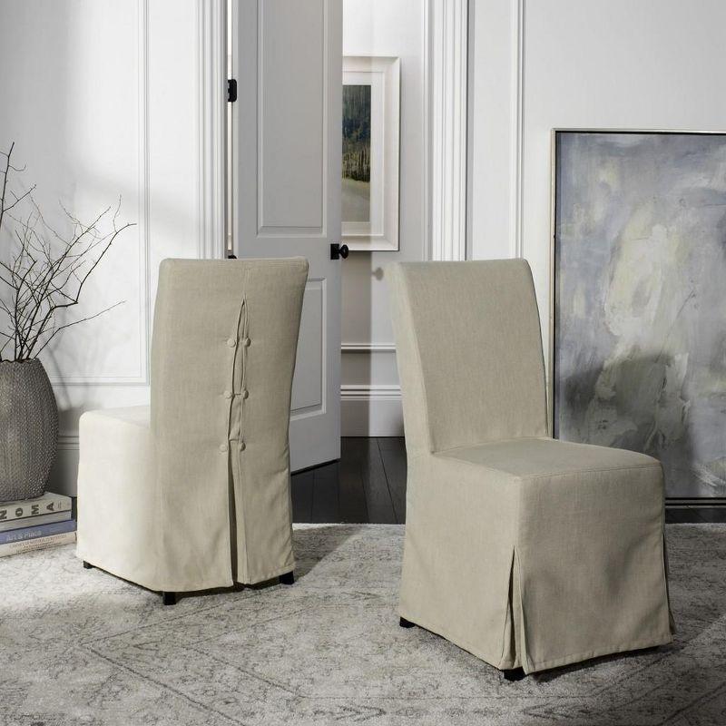 Beige Linen Parsons Chairs with Slipcover Set of 2