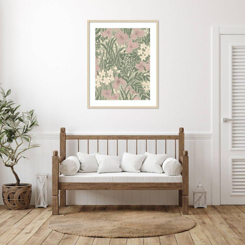 Field of Flowers Light Green Framed Botanical Print