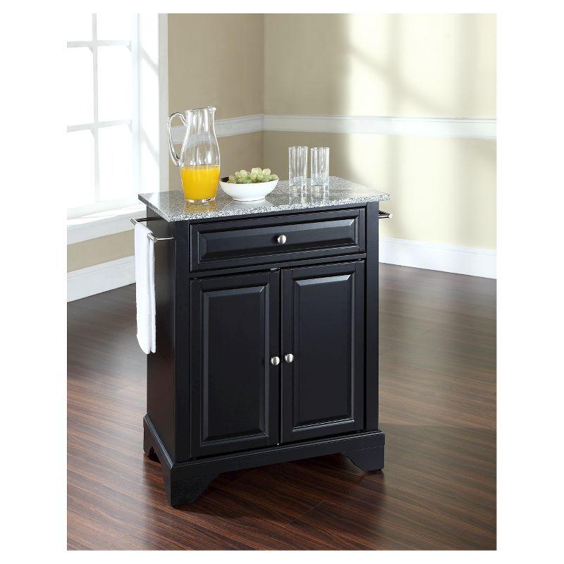 LaFayette Solid Granite Top Portable Kitchen Island - Black - Crosley: Hardwood, Adjustable Shelves, Storage Cart