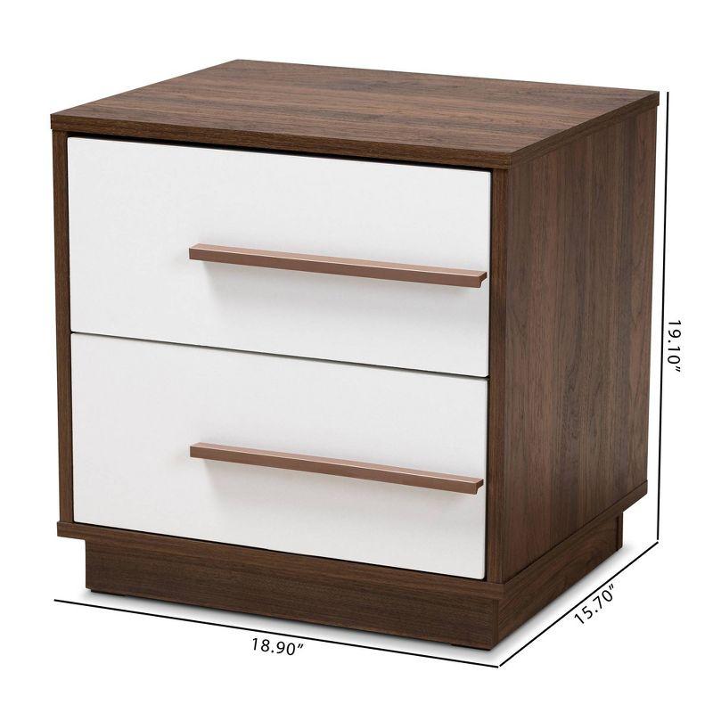 Baxton Studio Mette Walnut Finished Wood Nightstand White: Contemporary Bedside Table with Drawer, Meets ASTM Standards