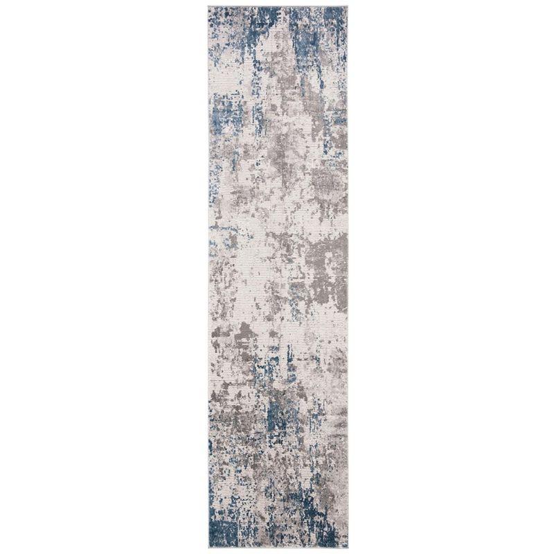 Blue and Gray Abstract Non-slip Synthetic Area Rug